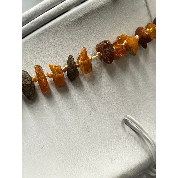 Genuine Baltic Amber Chip Bead Natural Honey Brown Gemstone Screw Clasp Necklace - Picture 6 of 12